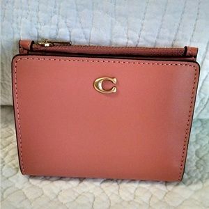 Coach Leather Wallet Coral